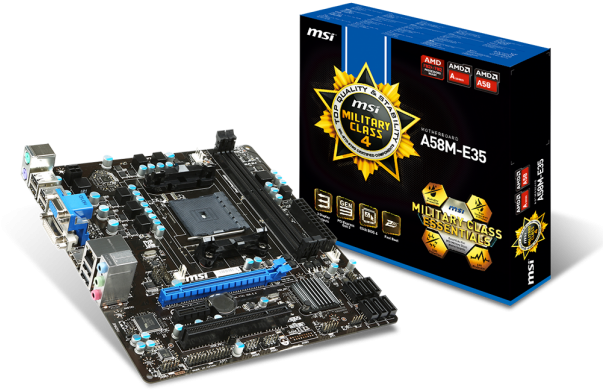 Msi A58m-e35 Fm2 Amd Motherboard - Motherboard Msi A78m E35 (602x482), Png Download