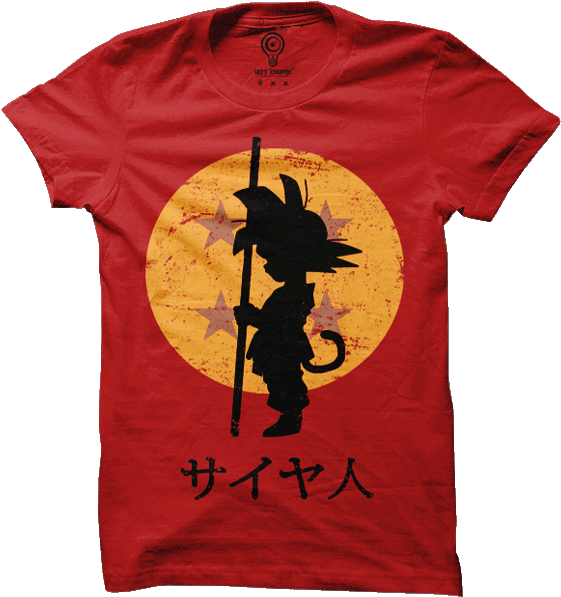 Looking For The Dragon Ball Guys / Red / Small, Tees - Camiseta Goku Dragon Ball Z (580x618), Png Download