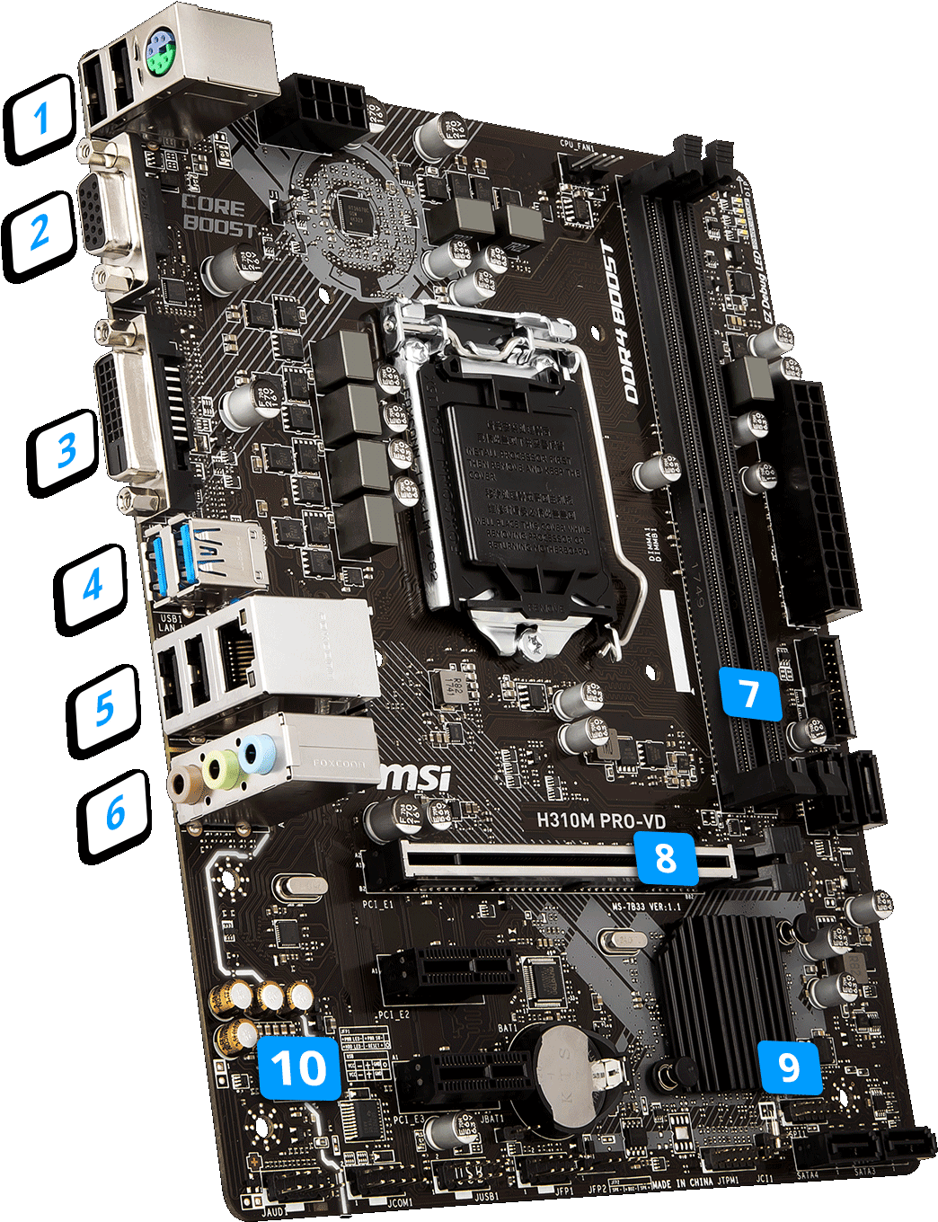 Png Transparent Stock Motherboard Drawing N15235 - Msi H310m Pro Vdh (1086x1410), Png Download