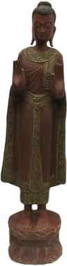 Antique Lacquer Mandalay Buddha - Bronze Sculpture (300x400), Png Download