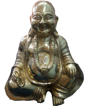 Brass Laughing Buddha Statue - 3d Laughing Buddha Png (375x500), Png Download