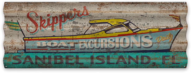 View Zoom Skippers Boat Excursions Corrugated Sign - Boat (730x730), Png Download