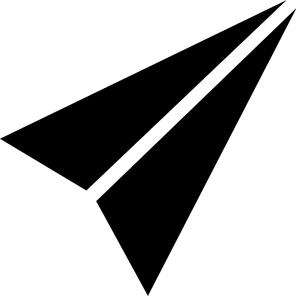 Paper Plane Black Folded Shape Of Triangular Arrow - Black Paper Plane (980x980), Png Download