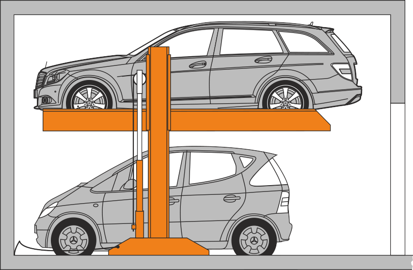 Three Level Stack Parker - City Car (852x557), Png Download