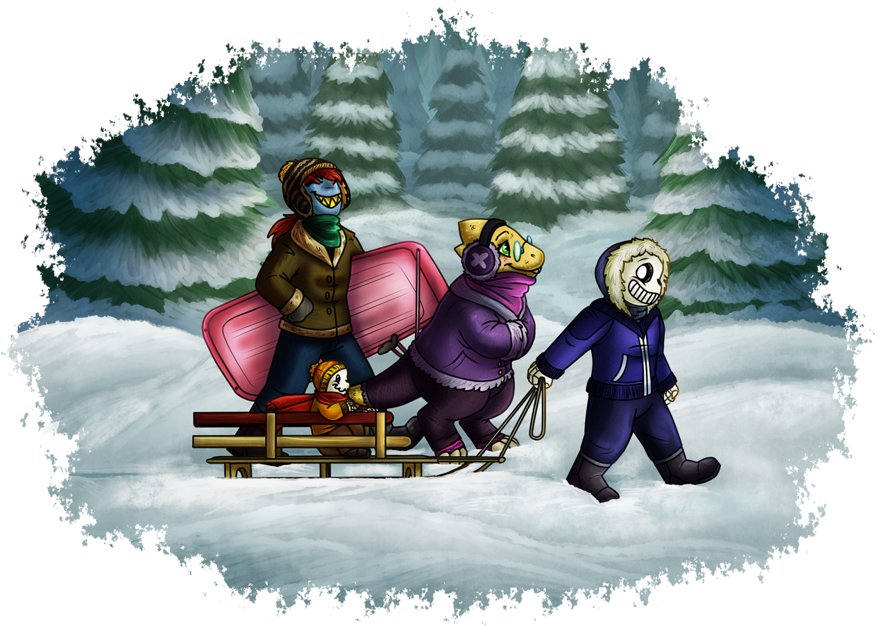 Snow Crunched Under Boots As The Kids Marched On Through - Painting (1274x902), Png Download