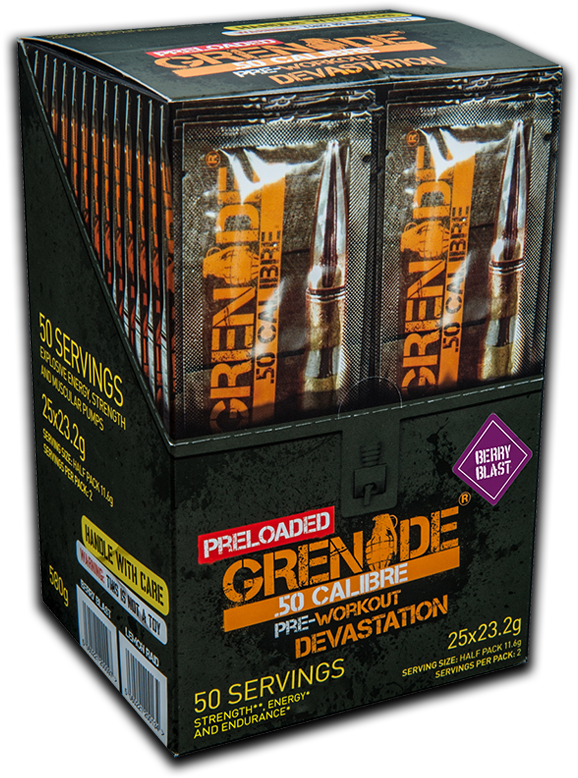 50 Calibre® - Grenade 50 Calibre Pre-workout (232g) - 232g Lemon (600x800), Png Download