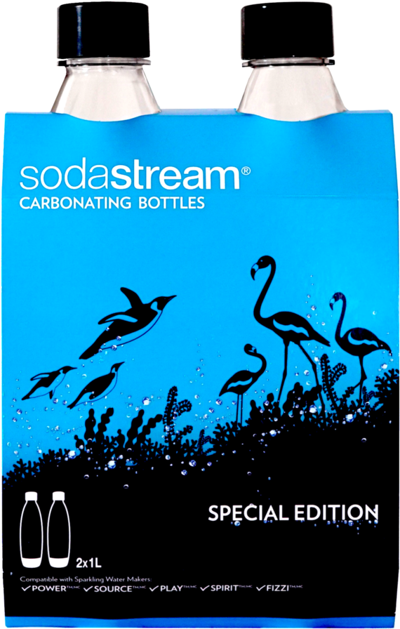Sodastream Bottle 1l Twin Pack Fuse Black Beautiful - Sodastream (622x1023), Png Download