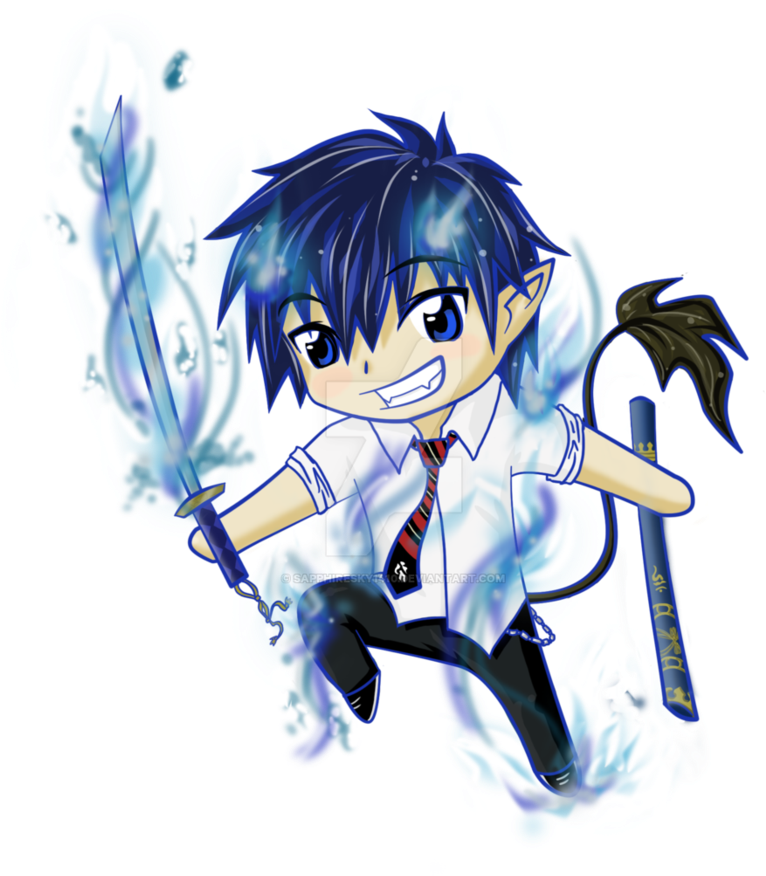 Svg Free Download Ao No Rin By - Chibi Ao No Exorcist (786x1017), Png Download
