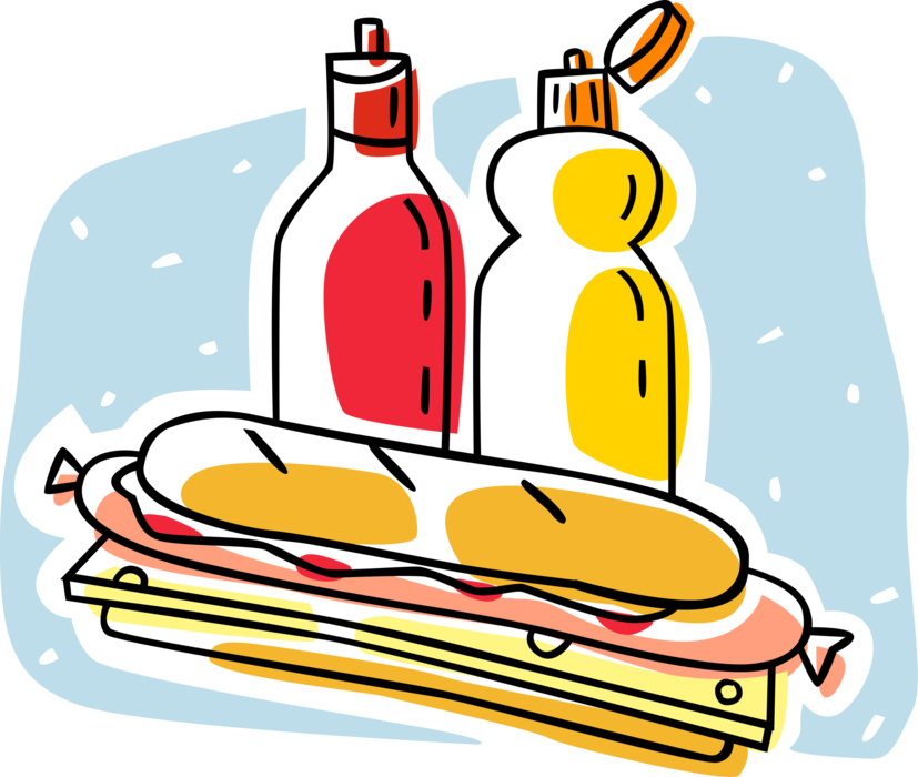 Vector Illustration Of Sea Submarine Or Hero Sub Sandwich - Hoagie Sandwich (827x700), Png Download