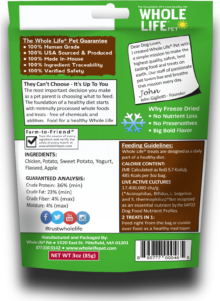 Living Treats Sweet Potato 3oz Back Shadow - Whole Life Pet Living Treats Usa Freeze Dried Cheddar (748x1038), Png Download