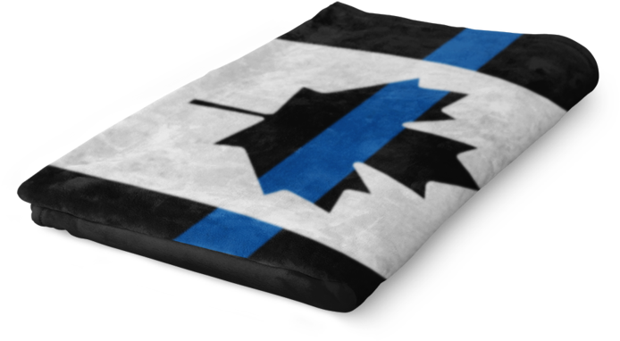 Thin Blue Line Canadian Flag Fleece Blanket - Canadian Flag Fleece Blanket (740x740), Png Download