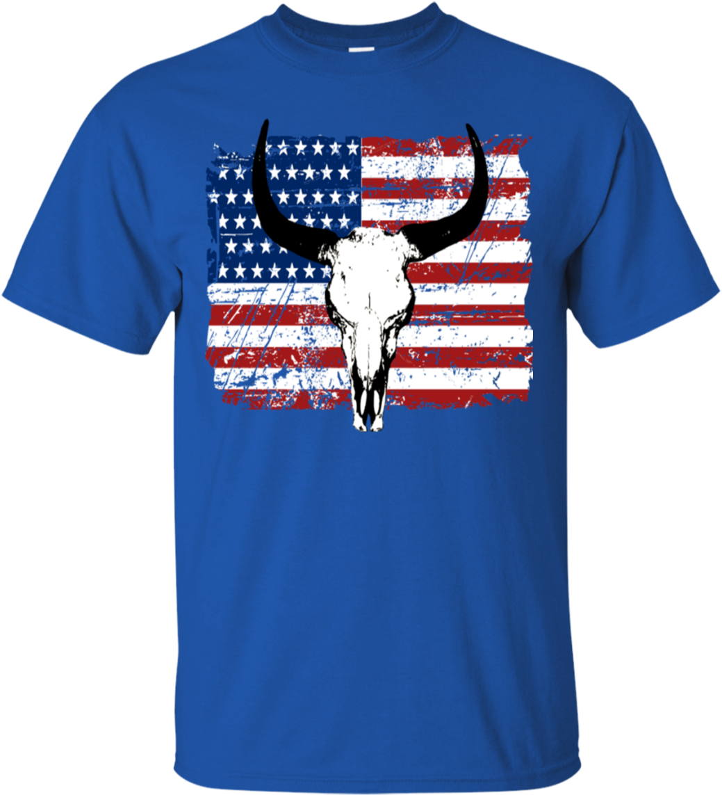 Buffalo Usa Flag - Spreadshirt Langarmshirt Buffalo Skull - Usa Flag - (1155x1155), Png Download