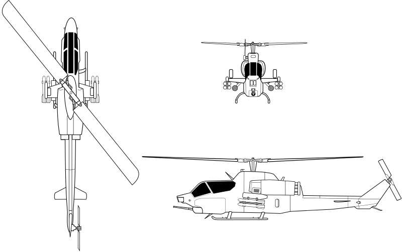Drawing Helicopters Cobra Helicopter Vector Freeuse - Ah 1 Top View (800x502), Png Download