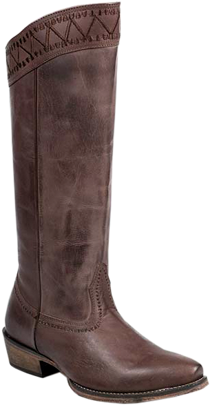 Roper - Roper Brown Embroidered 15" Cowgirl Boots - Snip Toe (468x701), Png Download