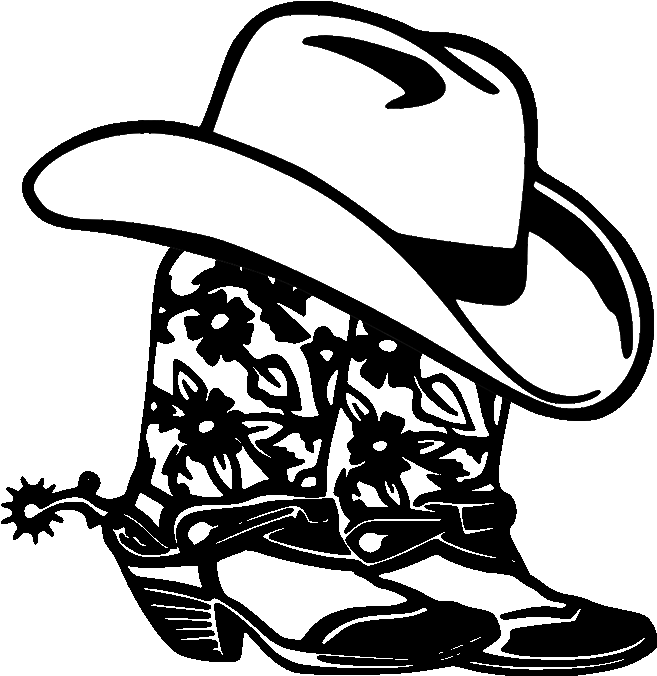 Svg Black And White Download Amazin Tumbler Image Gallery - Cowboy Boots And Hat Silhouette (675x675), Png Download