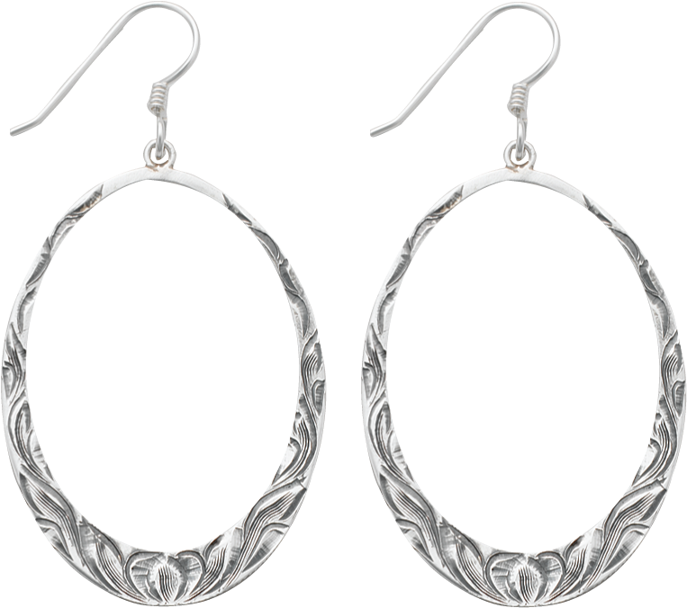 Vendor-unknown Collections Antiqued Sterling Drop Hoop - Vogt Silversmiths Women's Sterling Loops Western Earrings (780x675), Png Download