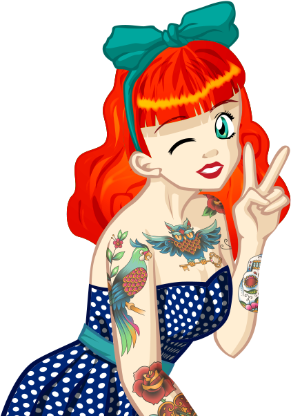 Tattoo Girl Stickers - Girl Love Stickers Png (618x618), Png Download