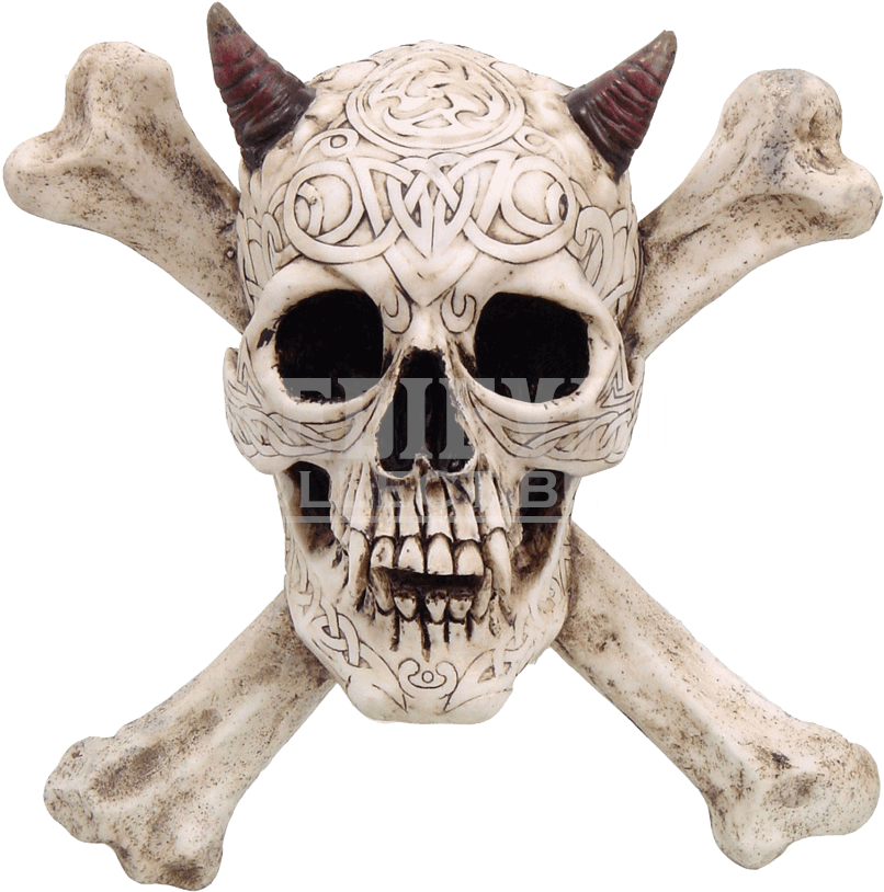 Devil Skull And Crossbones Plaque - Devil Skull Head Crossbones (850x850), Png Download