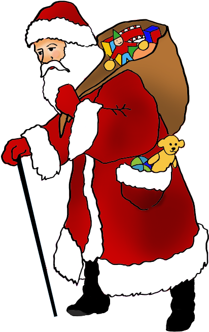 Vintage Santa Claus Picture With Presents - Pumba And Timon Png (555x726), Png Download