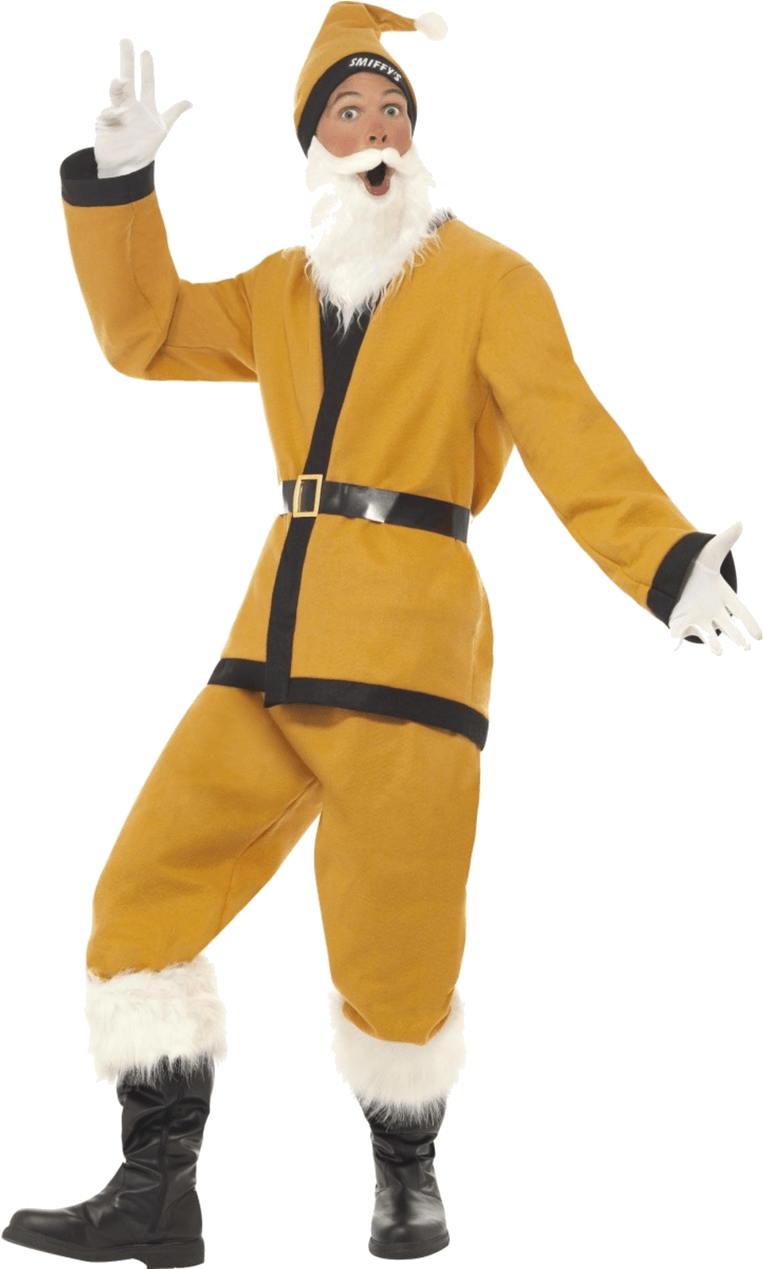 Supporters Santa Costume - Large Mens Gold (800x1268), Png Download