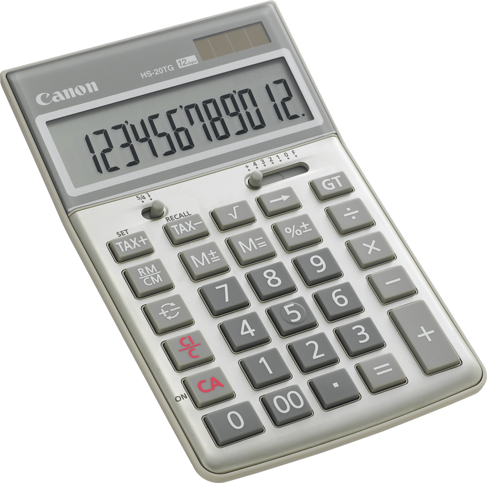 Hs-20tg Calculator - Canon Hs-20tg - Desktop Calculator - 12 Digits - Solar (1000x991), Png Download