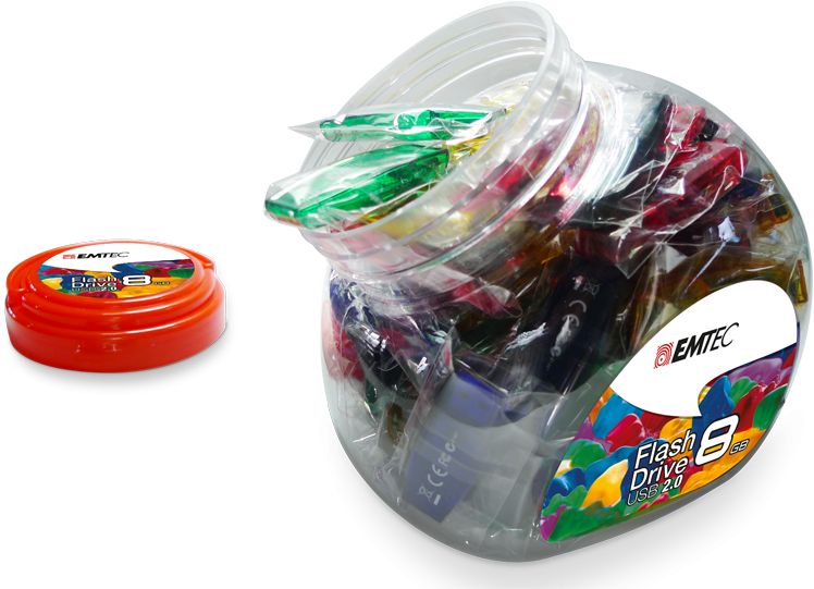 C410 Color Mix - Emtec C410 Color Mix Candy Jar Usb Flash Drive - 8 (800x800), Png Download