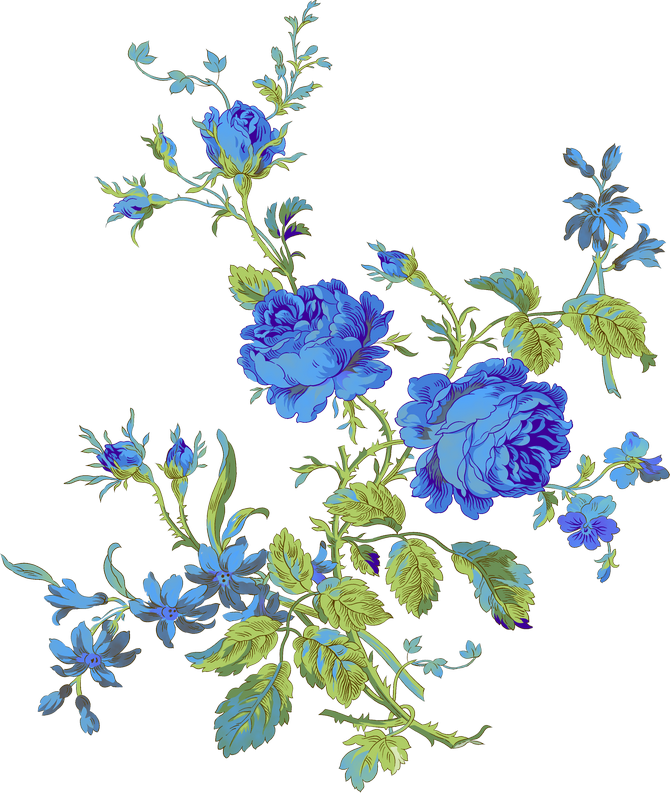 Яндекс - Фотки - - Floral Azul - Blue Rose Vintage Png (670x793), Png Download