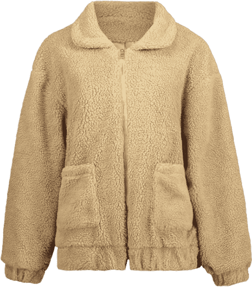 Zip Up Fluffy Winter Coat (558x744), Png Download