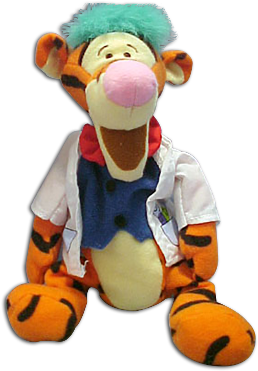 Disney Store Plush Bean Bag Tigger Halloween Mad Scientist (527x750), Png Download