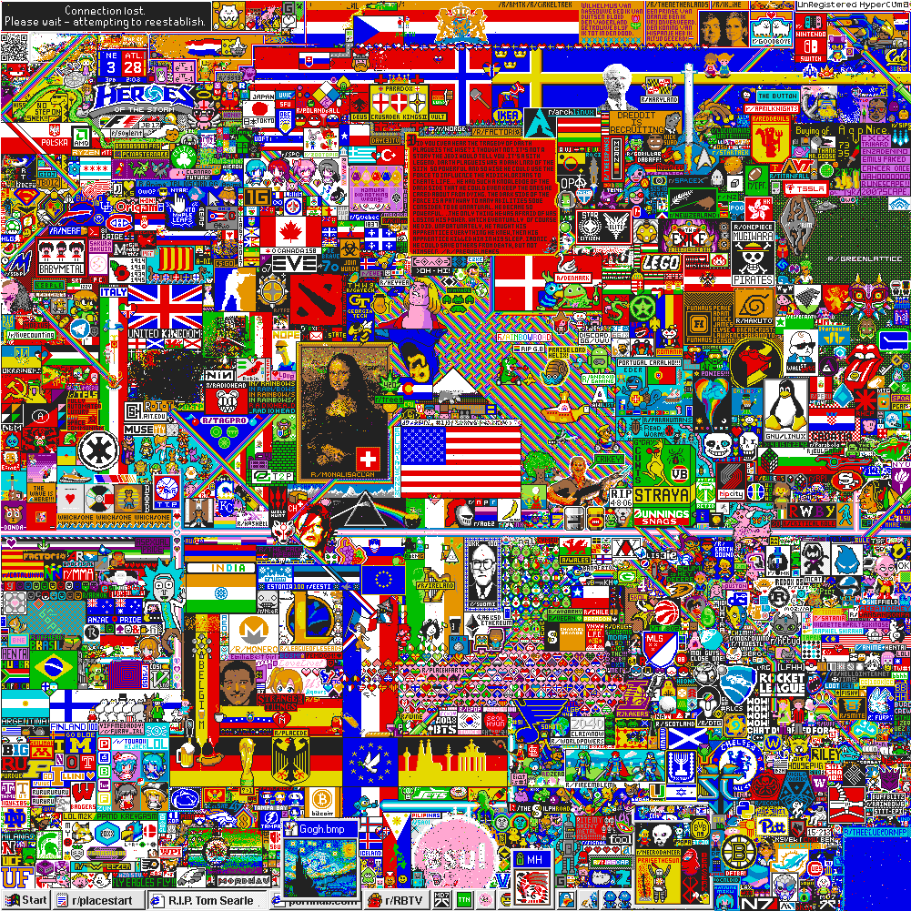 Made A 1920 X 1080 Version Of The - Reddit R Place (1920x1080), Png Download