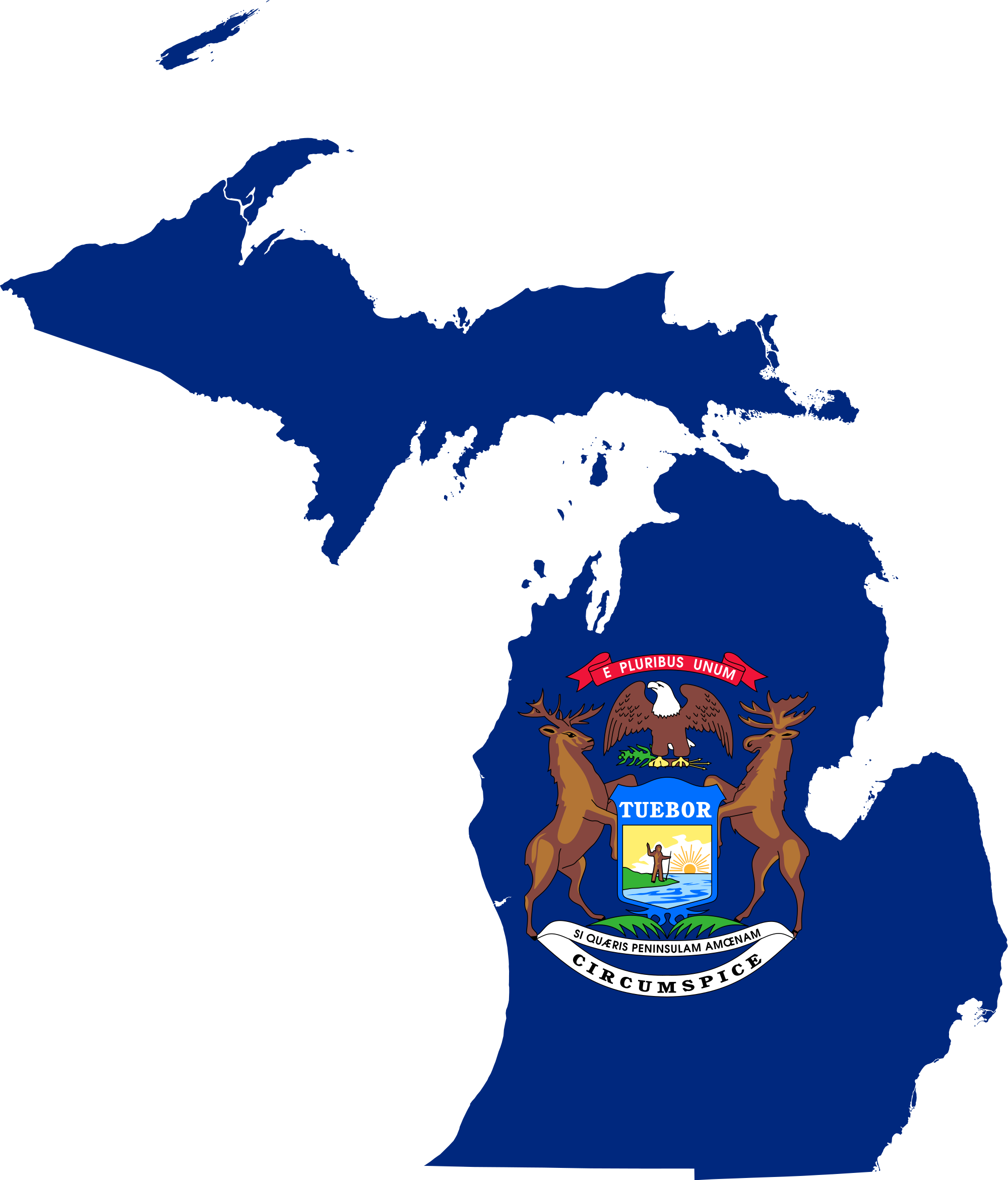 Michigan Computer Forensics Investigations - Michigan Map With Flag (2000x2341), Png Download