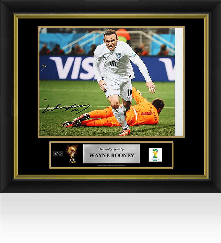 Wayne Rooney Official Fifa World Cup™ Signed And Framed - Wayne Rooney Official England Autographed And Framed (870x890), Png Download