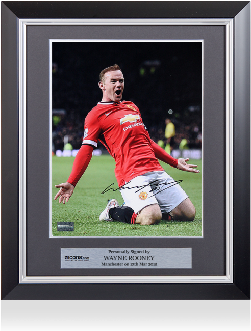 Wayne Rooney Signed And Framed Manchester United Photo - Framed Wayne Rooney Hand Signed Manchester United (650x665), Png Download