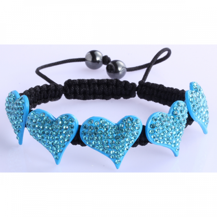 Lsb0024 Teal Crystal Heart Shaped Bracelet - Bracelet (700x700), Png Download