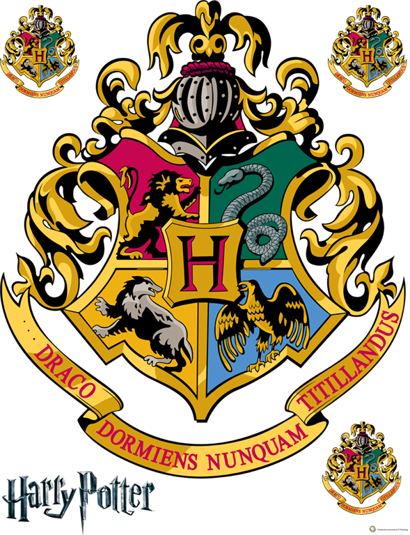 L Borders Rolled Harry Potter - Harry Potter Logo Hogwarts (589x768), Png Download