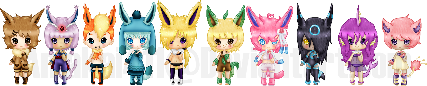 Shota Eeveelutions Skitty - Cartoon (1398x289), Png Download