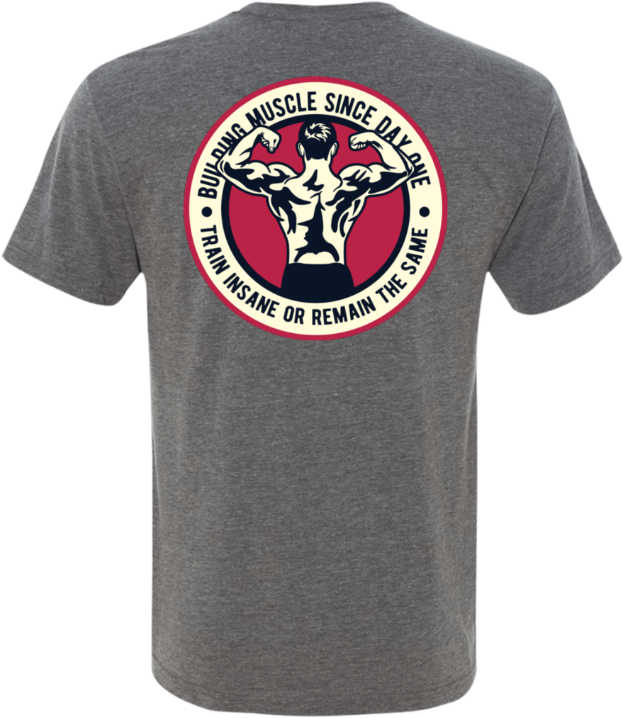 Building Muscle Old School Back Print / Front Logo - T-shirt (1024x1024), Png Download