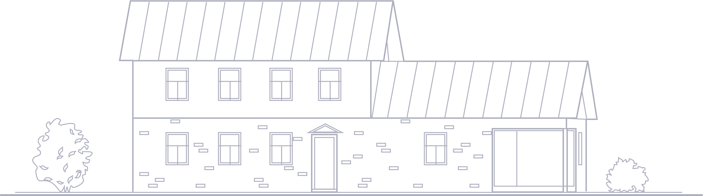 Villa 1 The Beautiful Courtyard Building - Architecture (2283x636), Png Download