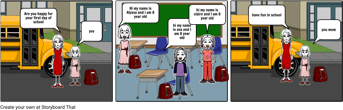 First Day Of School - Cartoon (1164x385), Png Download