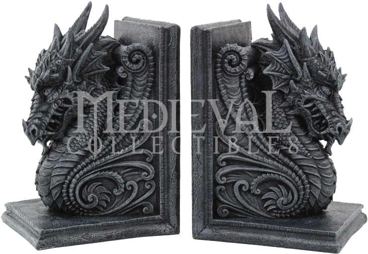Dragon Bookend Set - Gothic Dragon Bookends Midieval Book Ends Evil Mediaeval (768x768), Png Download