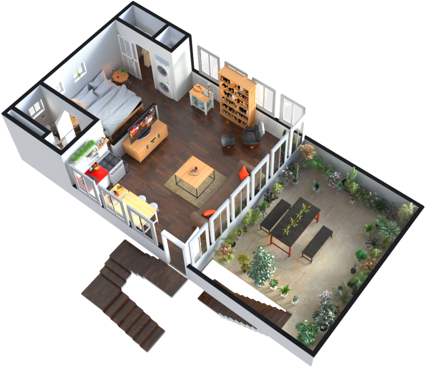Residential House 3d Floor Plans Renderings - 3d Floor Plan Rayvat Engineering (1400x787), Png Download