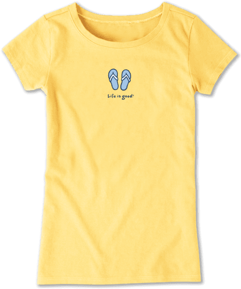 Girls Flip Flops Vintage Crusher Tee - Life Is Good (570x570), Png Download