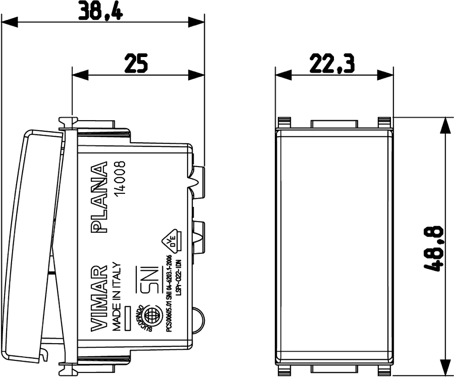 Drawings - Interruttore Bipolare Vimar Plana Collegamento (900x747), Png Download