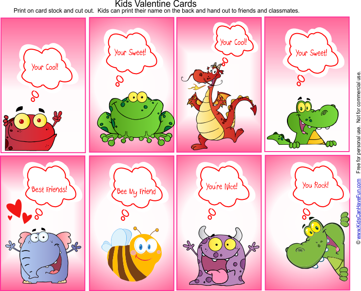 Kids Valentine's Day Cards - Valentines Cards For Kids (741x597), Png Download