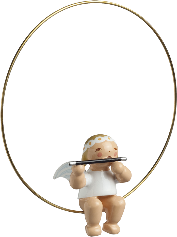 Christmas Tree Angel In Ring With Cross Flute - Wendt & Kühn Christbaumengel Im Ring Mit Querflöte (1000x1000), Png Download