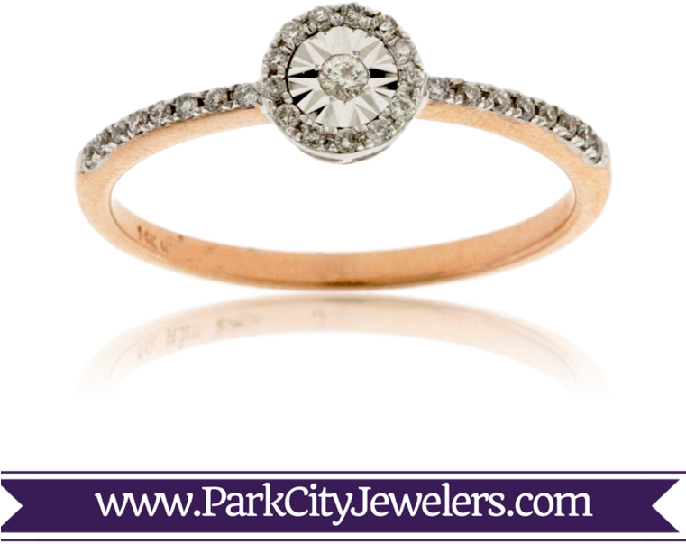 Rose Gold Halo Diamond Ring - Elk Ivory And Diamond Ring (760x760), Png Download
