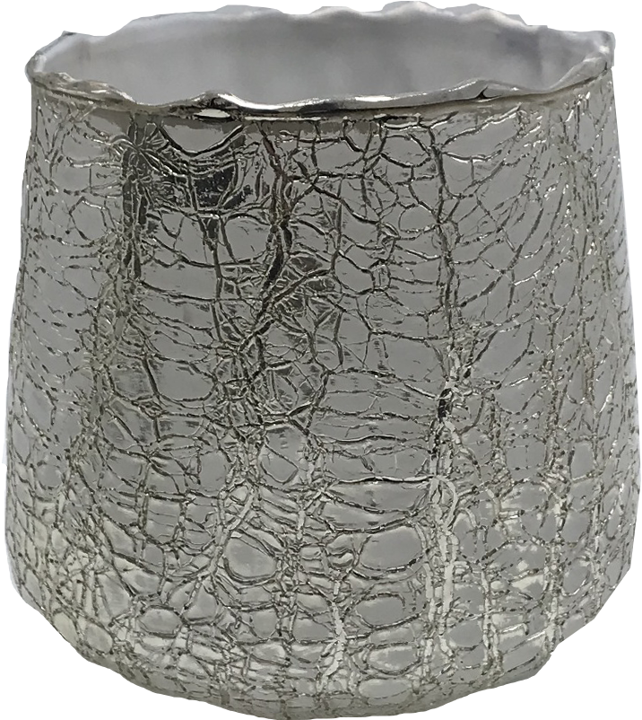 Silver Crackle Votive Candleholder (734x837), Png Download