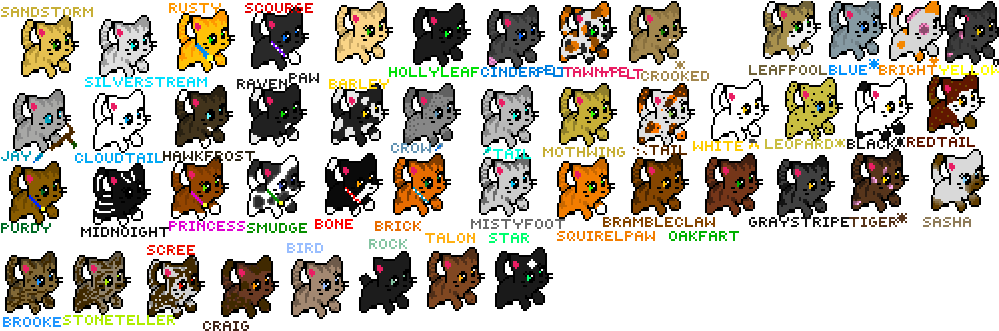 Some Warrior Cats Characters - Cartoon (1000x1000), Png Download