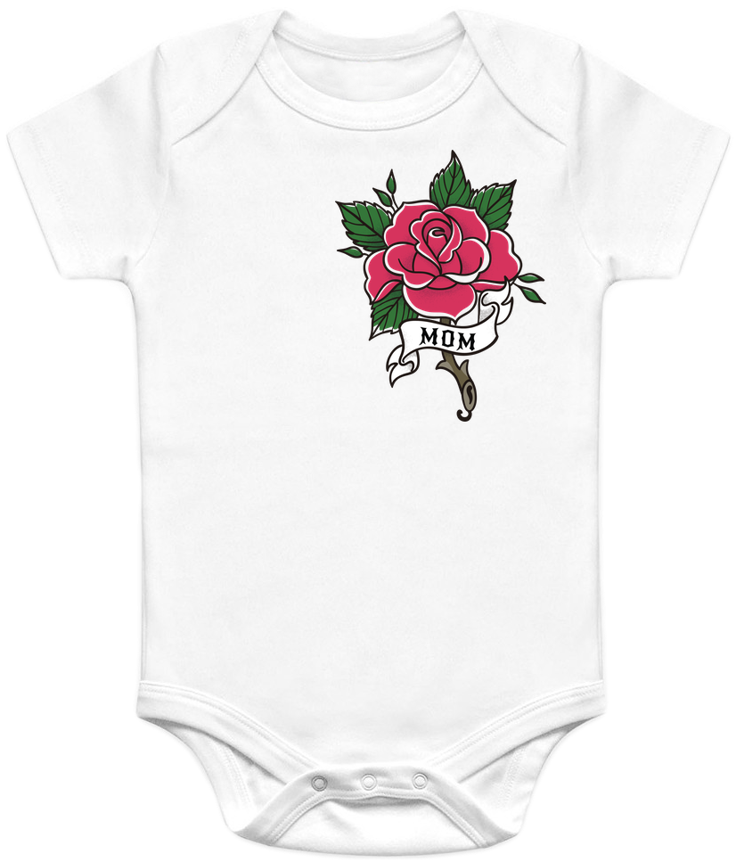 Rose Tattoo Onesie For Mother's Day - Custom Tattoo Rose Pillow Case (868x1035), Png Download