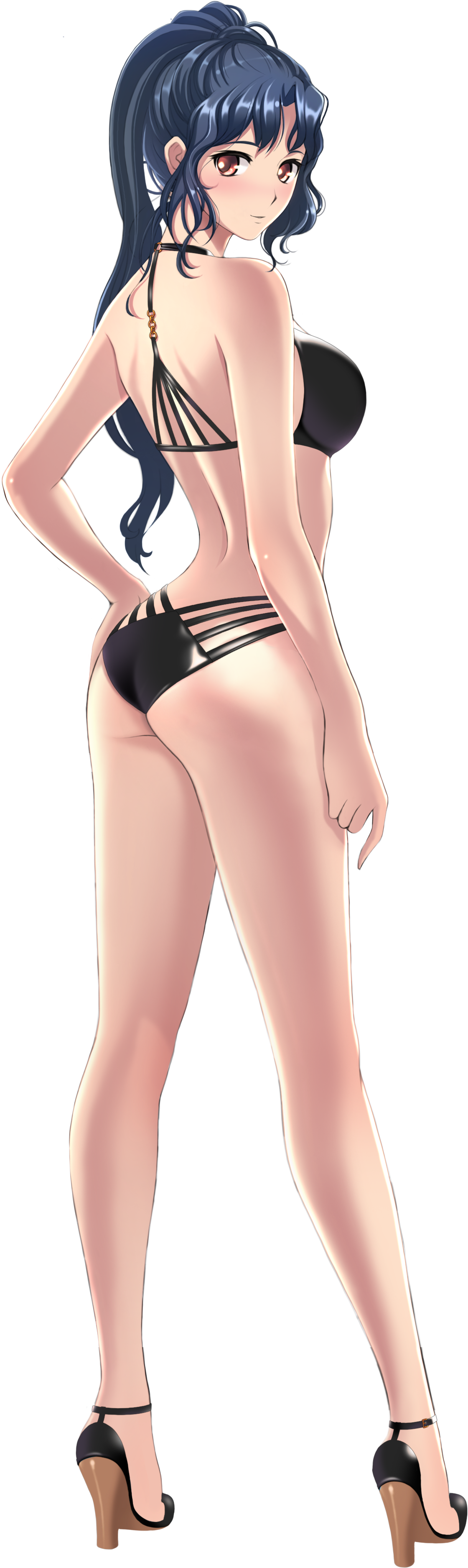 Nicole Sexy Black Swimsuit - Blue (1859x4228), Png Download